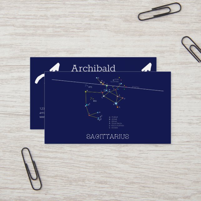 Tarjeta De Visita Constelación de Zodiac Sagittarius (Anverso/Reverso In Situ)