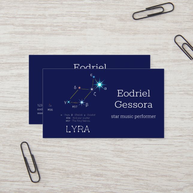 Tarjeta De Visita Constelación del hemisferio norte Lyra (Anverso/Reverso In Situ)