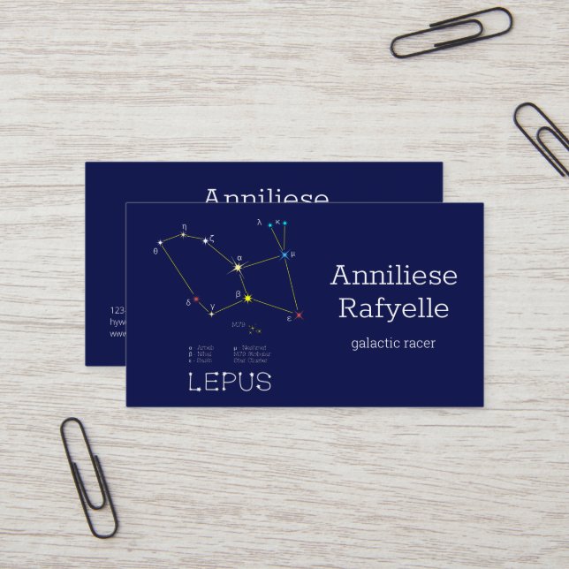 Tarjeta De Visita Constelación del hemisferio sur Lepus (Anverso/Reverso In Situ)