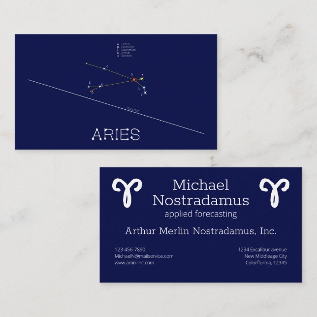 Tarjeta De Visita Constellation Aries Zodiac (Anverso / Reverso)
