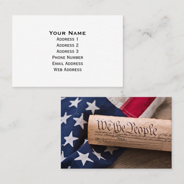 Tarjeta De Visita Constitución de Estados Unidos (Anverso / Reverso)