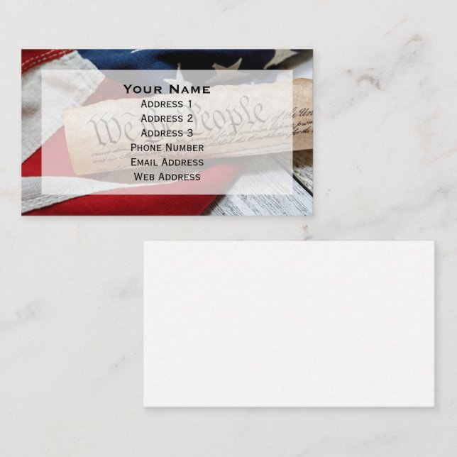 Tarjeta De Visita Constitución y bandera de Estados Unidos (Anverso / Reverso)