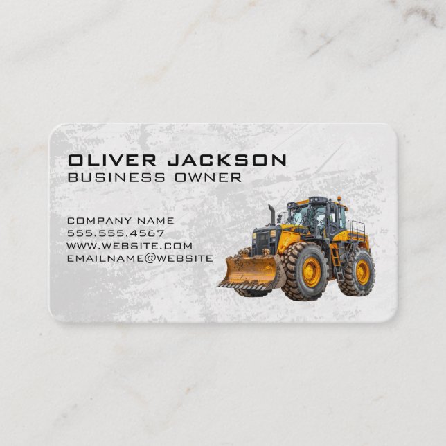 Tarjeta De Visita Construcción | Bulldozer | Promotor (Anverso)
