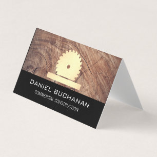 Tarjeta De Visita Construcción / Buzz Saw / Grano de madera