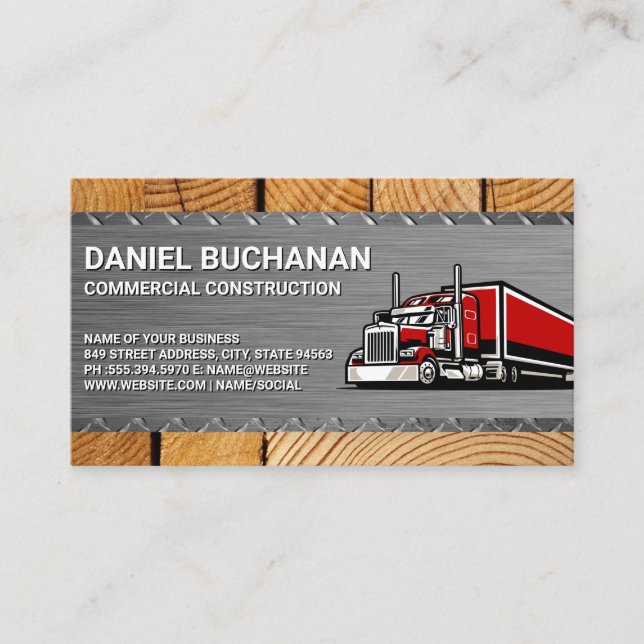 Tarjeta De Visita Construcción | Camión de Volquete | Constructor (Anverso)