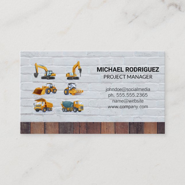 Tarjeta De Visita Construcción | Constructores | Maquinaria Pesada (Anverso)