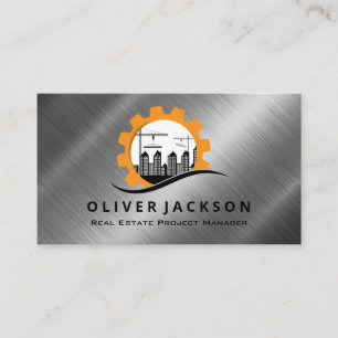 Tarjeta De Visita Construcción Contratista General Metálico