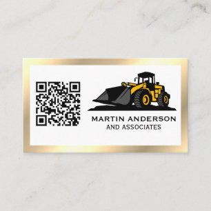 Tarjeta De Visita Construcción corporativa   Código QR   Metálico de