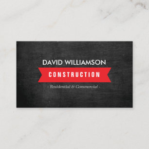 TARJETA DE VISITA CONSTRUCCIÓN DE BANNER ROJO, CONSTRUCCIÓN, LOGOTIP
