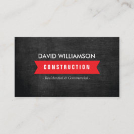 TARJETA DE VISITA CONSTRUCCIÓN DE BANNER ROJO, CONSTRUCCIÓN, LOGOTIP