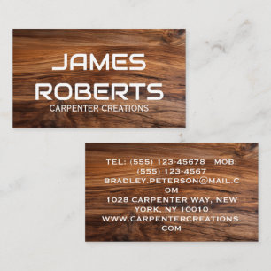 Tarjeta De Visita Construcción de Carpintería de Madera con Estilo