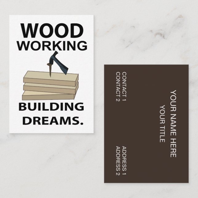 Tarjeta De Visita Construcción de carpintero de madera (Anverso / Reverso)