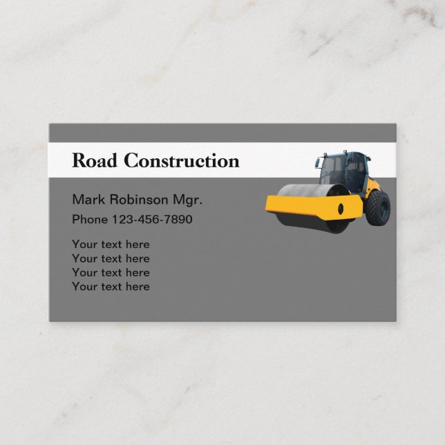 Tarjeta De Visita Construcción de carreteras de rollo de vapor (Anverso)