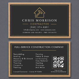 Tarjeta De Visita Construcción de construcciones Código QR de Madera