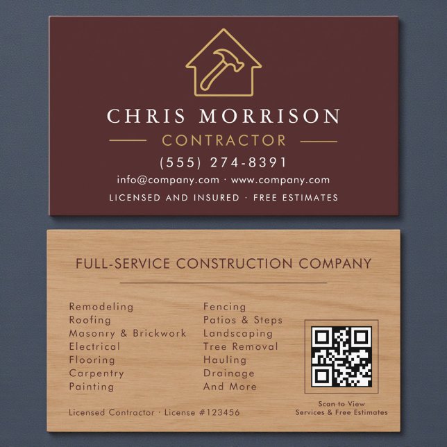 Tarjeta De Visita Construcción de construcciones de madera Código QR (Subido por el creador)