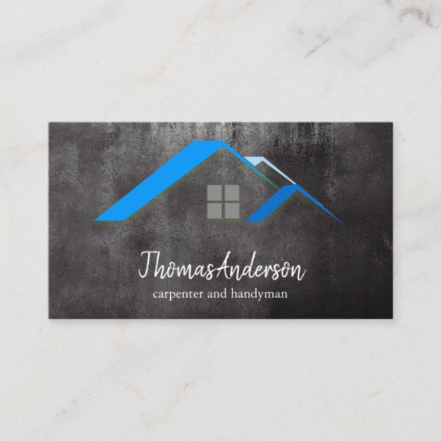 Tarjeta De Visita Construcción de edificio negro Personalizado profe (Anverso)