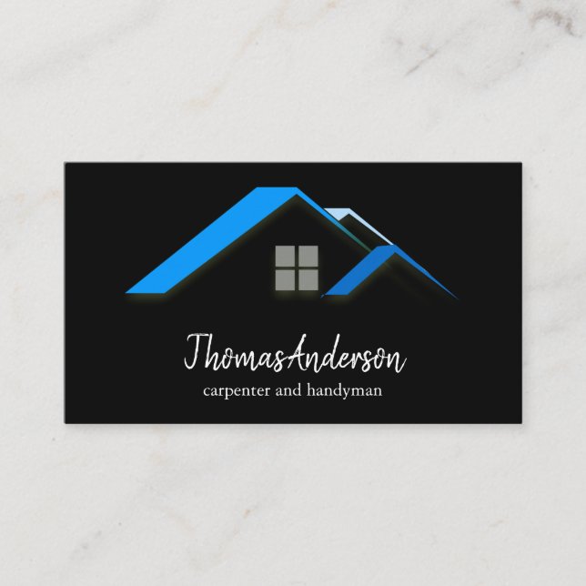 Tarjeta De Visita Construcción de edificio negro Personalizado profe (Anverso)