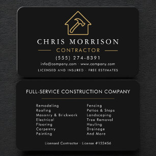Tarjeta De Visita Construcción de Edificios Black Gold Professional
