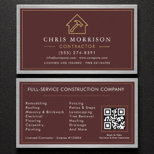 Tarjeta De Visita Construcción de Edificios Código QR de Metal Falso
