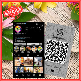 Tarjeta De Visita Construcción de edificios Código QR gris en Instag