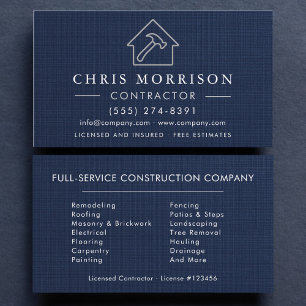 Tarjeta De Visita Construcción de edificios de lujo azul marino y pl