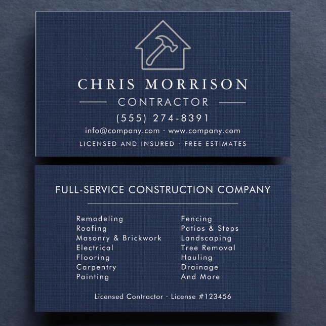 Tarjeta De Visita Construcción de edificios de lujo azul marino y pl (Subido por el creador)