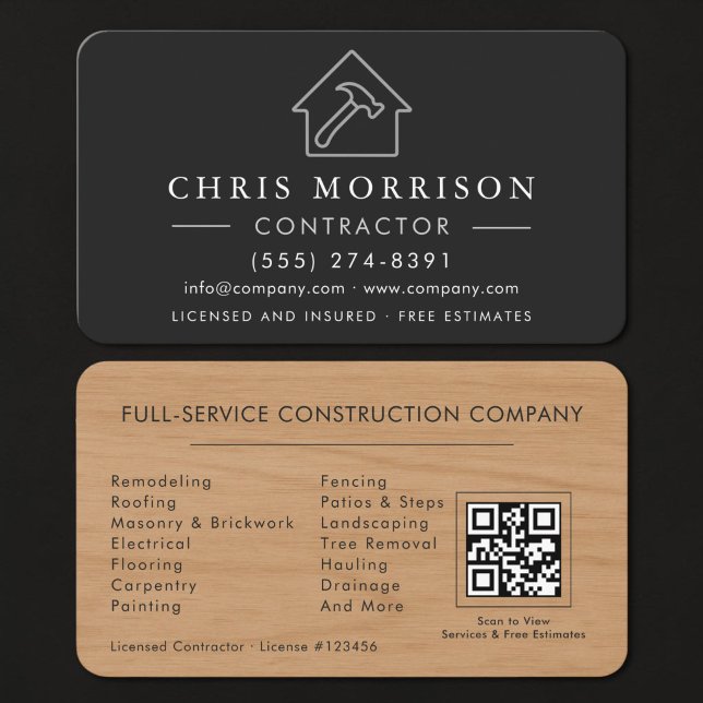 Tarjeta De Visita Construcción de Edificios de Madera Código QR (Subido por el creador)