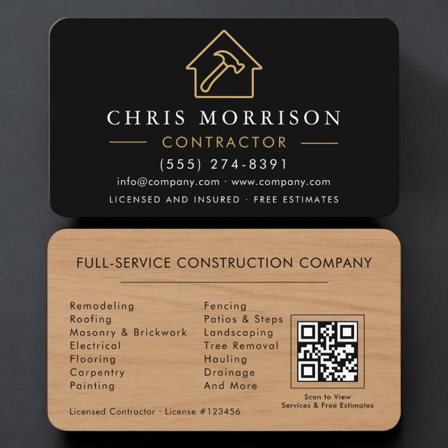 Tarjeta De Visita Construcción de Edificios de Madera Código QR (Subido por el creador)