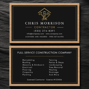 Tarjeta De Visita Construcción de Edificios de Madera Mejora del Hog