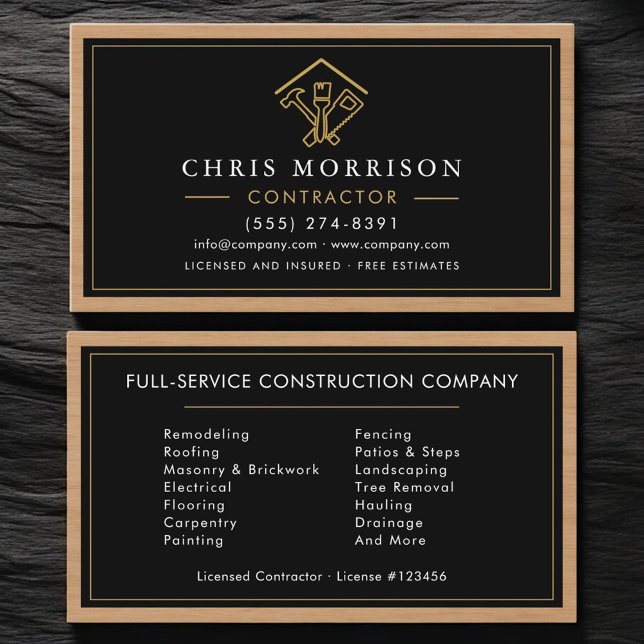 Tarjeta De Visita Construcción de Edificios de Madera Mejora del Hog (Subido por el creador)