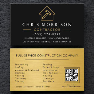 Tarjeta De Visita Construcción de Edificios de Metal Código QR Negro