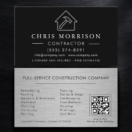 Tarjeta De Visita Construcción de Edificios de Metal Código QR Negro