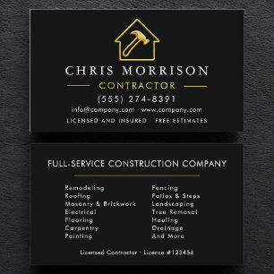 Tarjeta De Visita Construcción de Edificios Metal Oro Negro