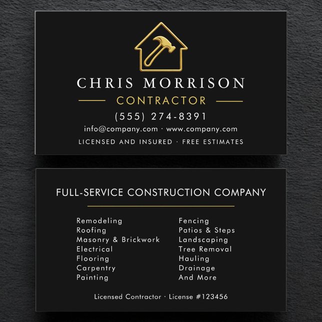 Tarjeta De Visita Construcción de Edificios Metal Oro Negro  (Subido por el creador)