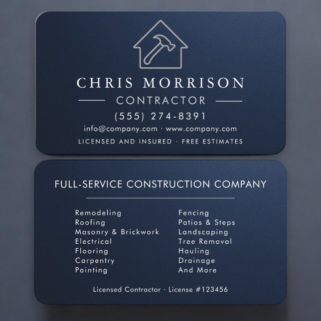 Tarjeta De Visita Construcción de Edificios Metálico Azul Marino Pla (Subido por el creador)