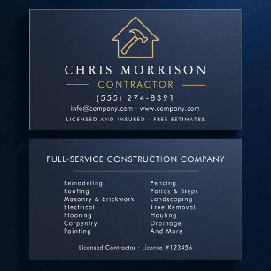 Tarjeta De Visita Construcción de Edificios Metálicos Azul Marino  