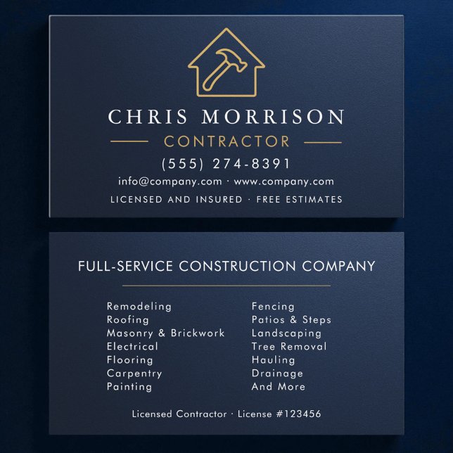 Tarjeta De Visita Construcción de Edificios Metálicos Azul Marino   (Subido por el creador)