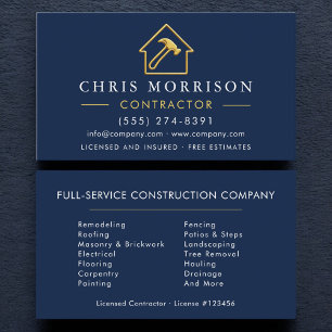 Tarjeta De Visita Construcción de edificios metálicos azul marino y 