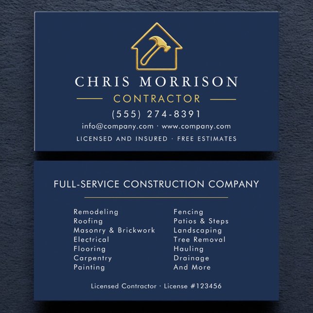 Tarjeta De Visita Construcción de edificios metálicos azul marino y  (Subido por el creador)