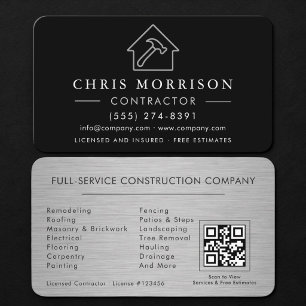 Tarjeta De Visita Construcción de Edificios Metálicos Código QR Plat