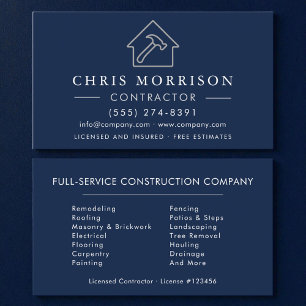Tarjeta De Visita Construcción de Edificios Moderna Azul Marino Plat