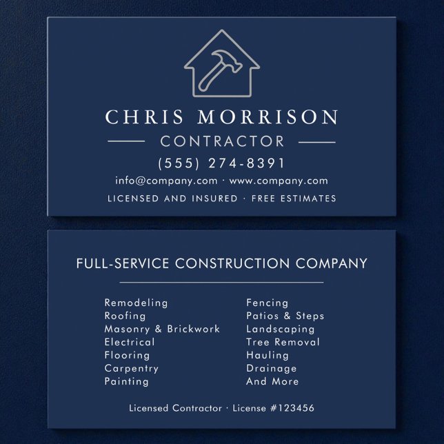 Tarjeta De Visita Construcción de Edificios Moderna Azul Marino Plat (Subido por el creador)