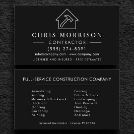 Tarjeta De Visita Construcción de edificios modernos de plata negra