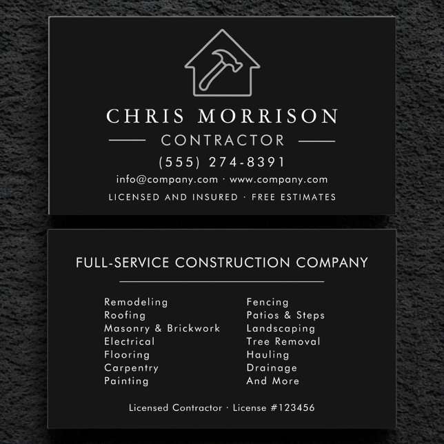 Tarjeta De Visita Construcción de edificios modernos de plata negra (Subido por el creador)