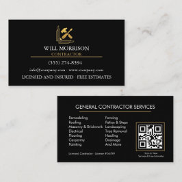 Tarjeta De Visita Construcción de Edificios Modernos Dorado y Negro