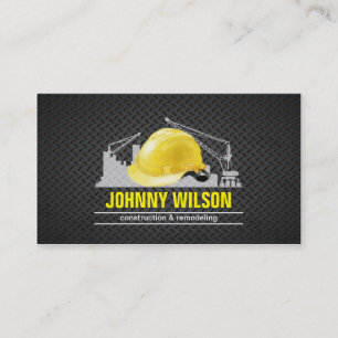 Tarjeta De Visita Construcción de edificios plateada de metal del