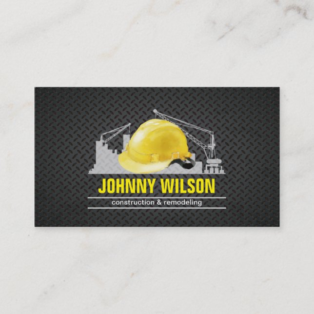 Tarjeta De Visita Construcción de edificios plateada de metal del (Anverso)