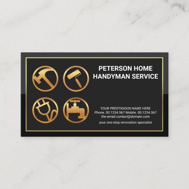 Tarjeta De Visita Construcción de elegantes herramientas de mano de  (Anverso)