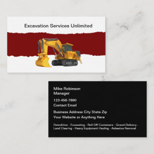 Tarjeta De Visita Construcción de excavación y limpieza de terrenos