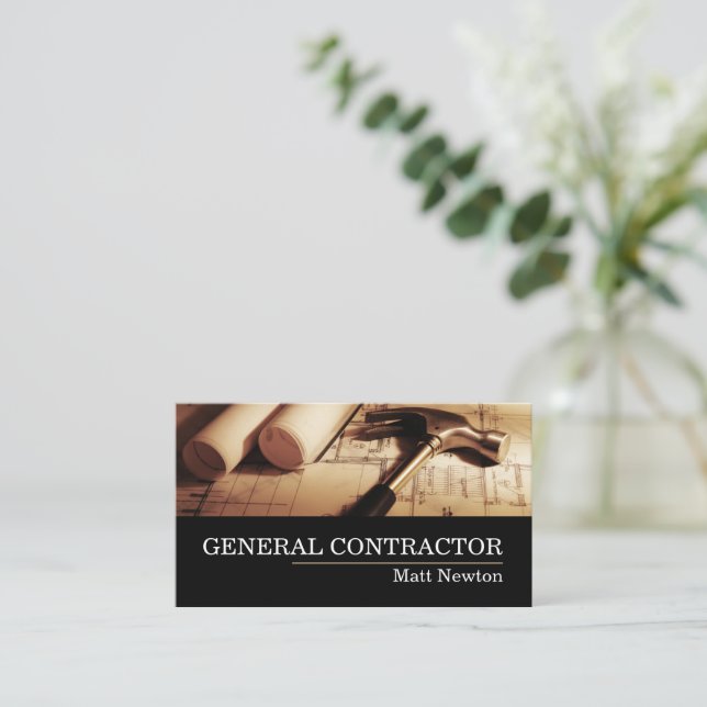 Tarjeta De Visita Construcción de General Contractor Builder (Anverso de pie)